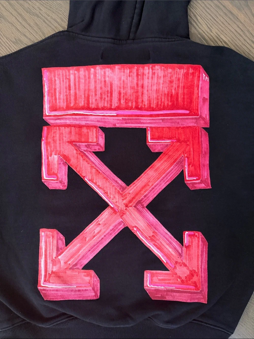 Off-White by Virgil Abloh Marker Over Black Crewneck Hoodie Sweatshirt